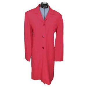 VTG Lois Snyder Dani Max Sz 10 Coral Long Jacket Lightweight Preppy Blazer 80s